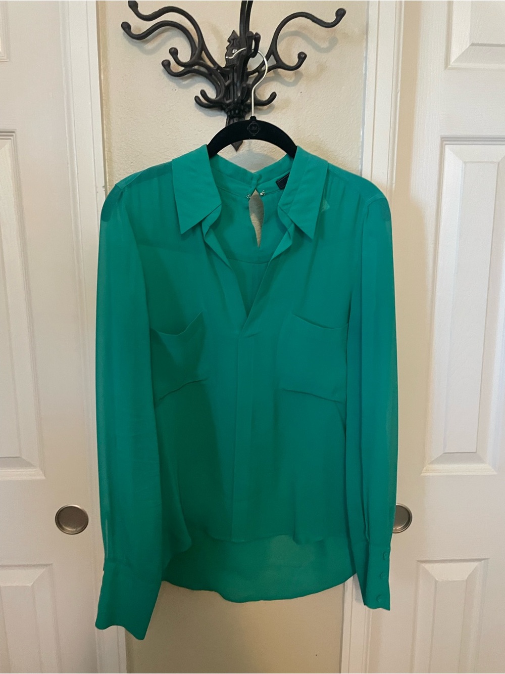 BCBGMAXAZRIA Green Silk Blouse